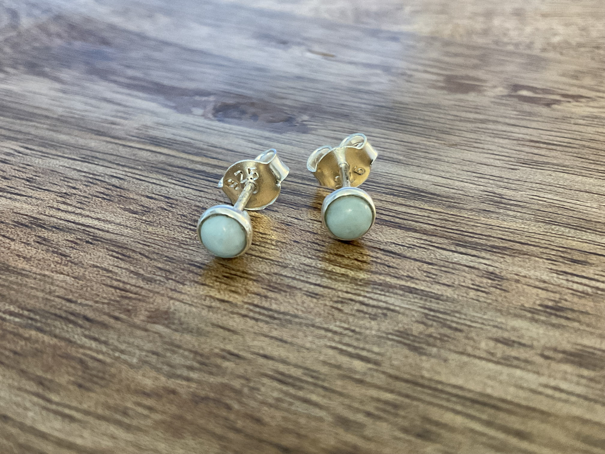 Larimar Round Stud Earring - Click Image to Close
